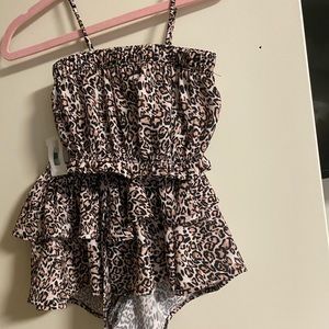 Two piece kids outfit -tank crop and flared shorts